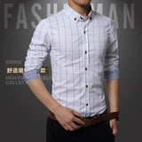 2015 New 100% Cotton Plaid Men Shirt Mens Dress Shirts Slim Fit Social Shirt Men Causal Striped Shirt Men Camisas Hombre M-5XL